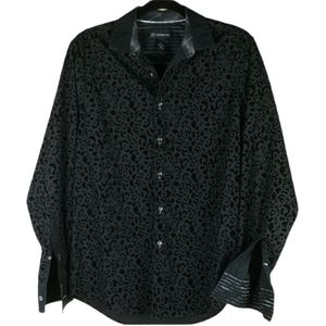 INC Black and Velvety Animal Print Top